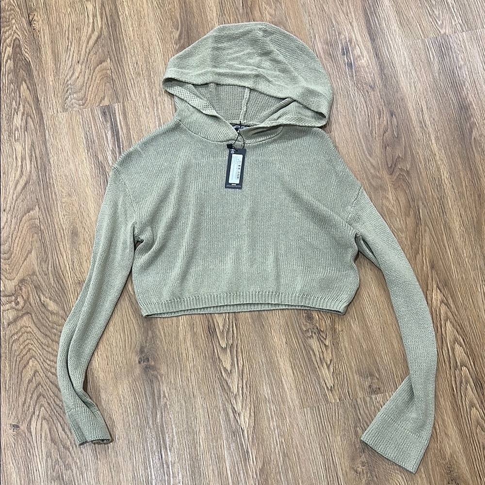 prettylittlething black knitted sweatshirt